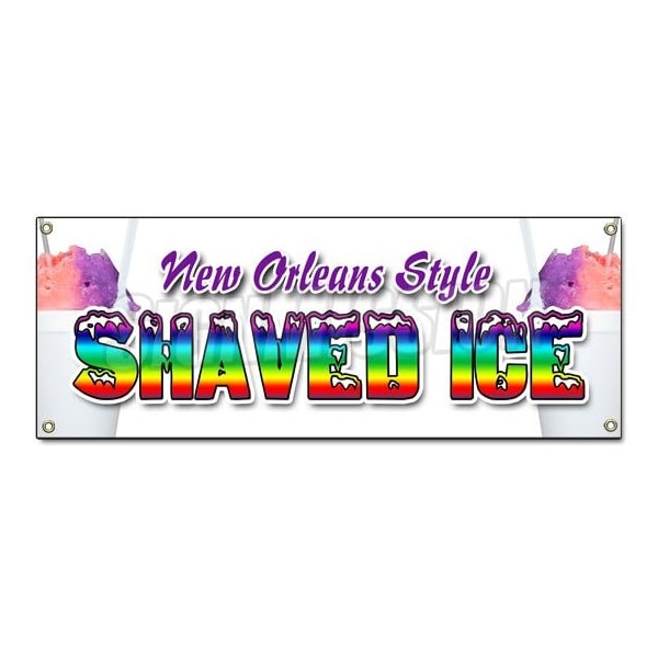 Signmission NEW ORLEANS STYLE SHAVED ICE BANNER SIGN snow cones balls fruit flavors B-New Orleans Style Shaved - main